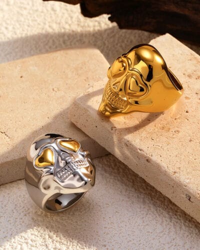 18K Gold Plated Stainless Steel Skull Rings 3