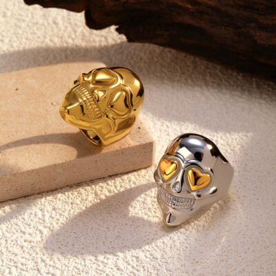 18K Gold Plated Stainless Steel Skull Rings show