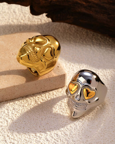 18K Gold Plated Stainless Steel Skull Rings show
