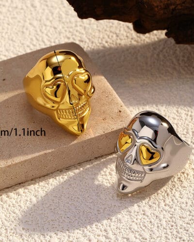 18K Gold Plated Stainless Steel Skull Rings 6