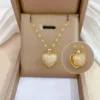 18K Golden Plated heart with diamond Pendant Necklace Wholesale (1)