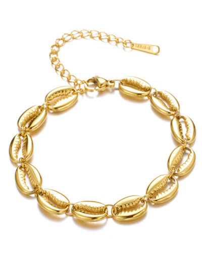 18k Gold Plated Conch Seashell Bracelet Titanium Steel show