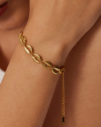 18k Gold Plated Conch Seashell Bracelet Titanium Steel