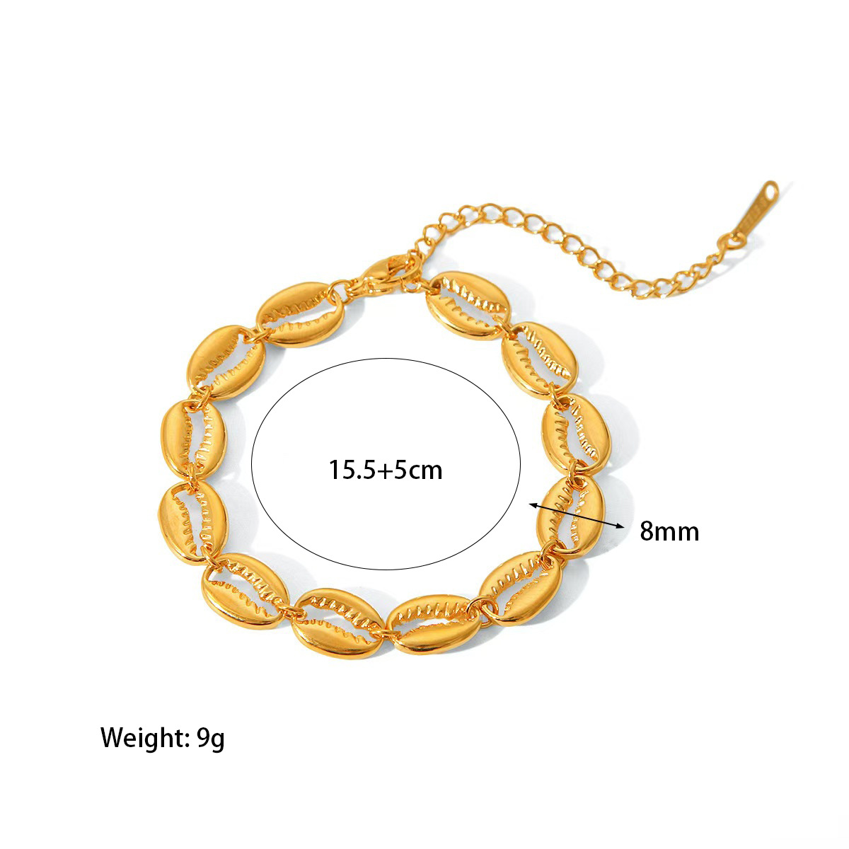 18k Gold Plated Conch Seashell Bracelet Titanium Steel - 画像5