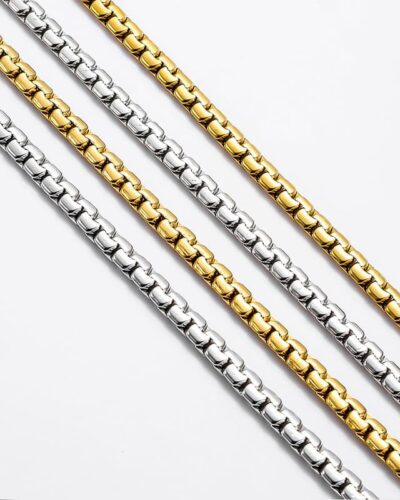 18k Gold Plated Flat Box Chain Stainless Steel Bulk