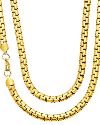 Vue alternative de 18k Gold Plated Flat Box Chain Stainless Steel Bulk
