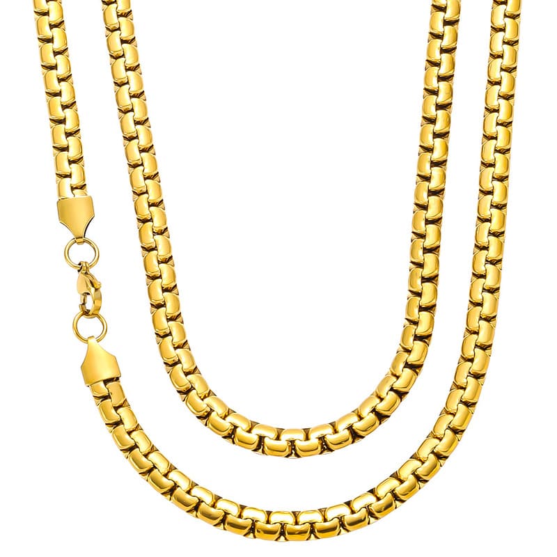 Alternative view of 18k Gold Plated Flat Box Chain Stainless Steel Bulk