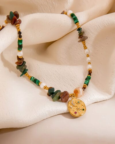 18k Gold Plated Natural Tiger Eye Beads Necklace 5