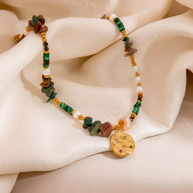 18k Gold Plated Natural Tiger Eye Beads Necklace 5