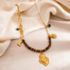 18k Gold Plated Natural Tiger Eye Beads Necklace show