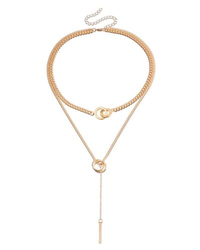 Alternative view of 2 Layer Double-loop Long Tassel Y Shaped Necklace Wholesale