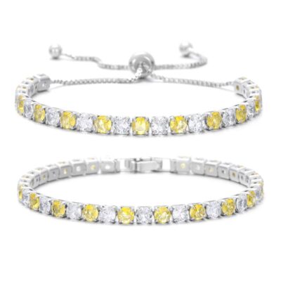 2 Pieces Sparkling Zircon Stone Bracelet​ Sets Tennis Bracelet Wholesale-YELLOW