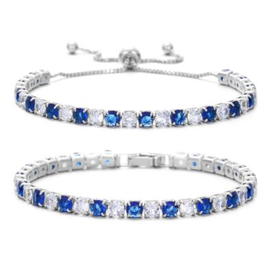 2 Pieces Sparkling Zircon Stone Bracelet​ Sets Tennis Bracelet Wholesale-BLUE