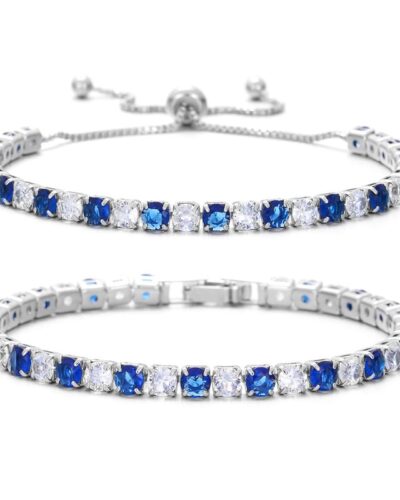 2 Pieces Sparkling Zircon Stone Bracelet​ Sets Tennis Bracelet Wholesale-BLUE