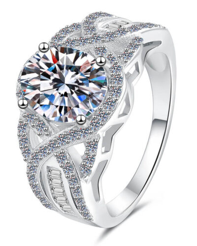 2ct Oval Moissanite Ring with 925 Sterling Silver'nin alternatif görünümü