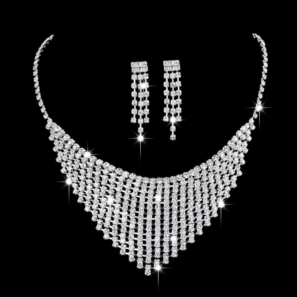 Full Cubic Zirconia Bridal Sets Wholesale Necklace Earrings - Kuva 6