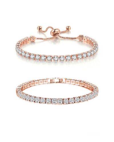Vue alternative de 2Pcs Adjustable 4mm Zircon Tennis Bracelet Set Wholesale