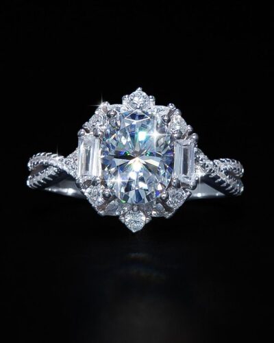 2ct Moissanite Engagement Ring with 925 Sterling Silver