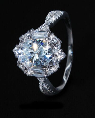 Luxury 925 Sterling Silver 2 Carat Oval Moissanite Ring Half Pave Diamond