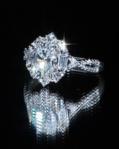 2ct Moissanite Engagement Ring with 925 Sterling Silver'nin alternatif görünümü