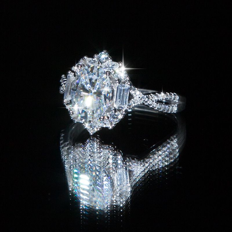 Alternative view of 2ct Moissanite Engagement Ring with 925 Sterling Silver