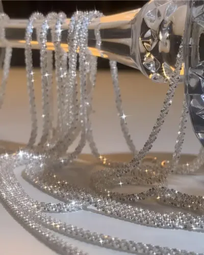 Alternative view of 2pcs Elegant Silver Plated Sparkle Chain Necklace Wholesale