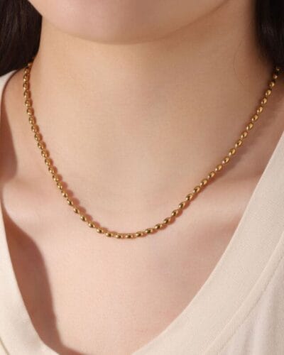 Alternative view of 304 Stainless Steel Ball Bead Chain Choker Chain Women