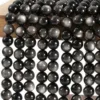 3A Round Shaped Silver Obsidian Beads Wholesale