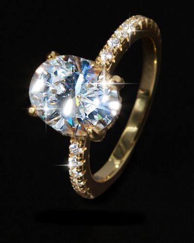 3ct Oval Moissanite Ring with 18K Gold Plated'nin alternatif görünümü