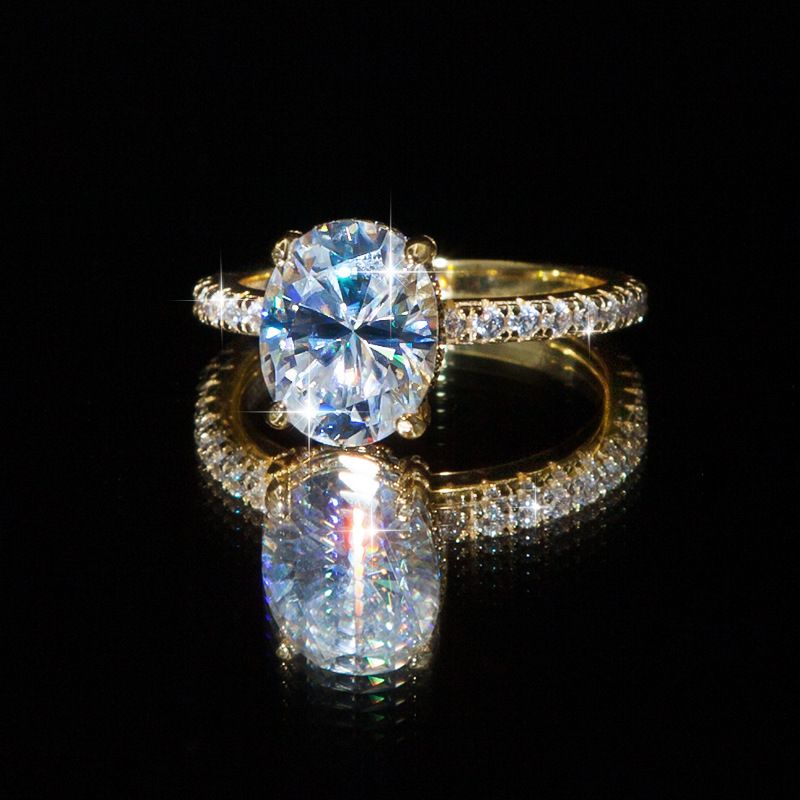 3ct Oval Moissanite Ring with 18K Gold Plated Wholesale