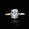 Sterling Silver 18K Gold Plated 3CT 4-Prong Oval Moissanite Engagement Ring