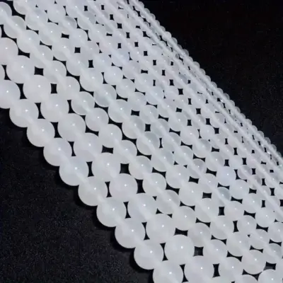4-10mm Round Shaped Natural White Agate Beads Bulk show