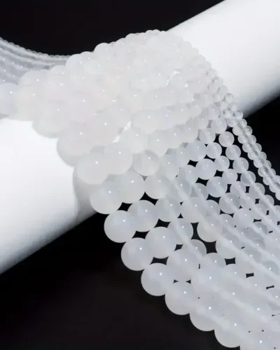 4-10mm Round Shaped Natural White Agate Beads Bulk