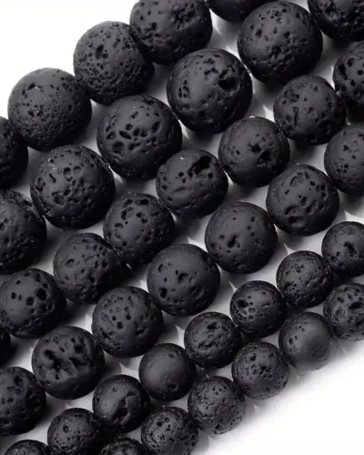 Alternative view of 4-12mm 5A Natural Round Lava Stone Beads Wholesale