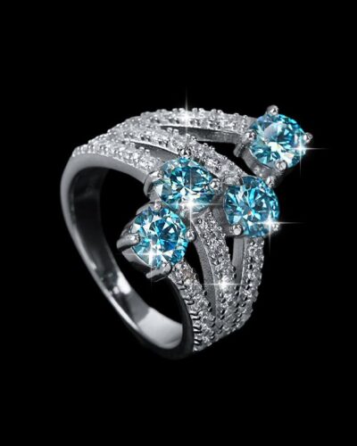 4 Diamonds Moissanite Ring with 925 Sterling Silver