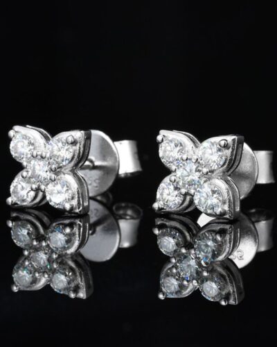 4-Leaf Clover Moissanite Earring with 925 Sterling Silver