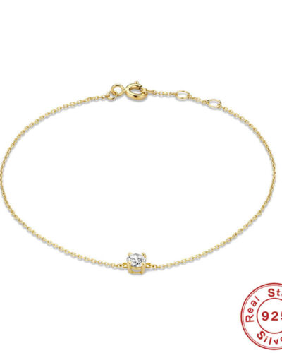 4 Prong Diamond 18k Gold Plated Bracelet S925