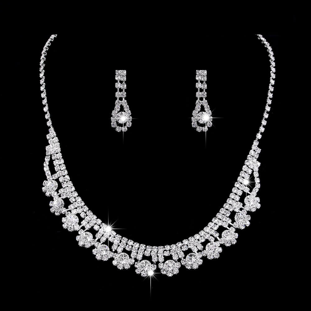 Full Cubic Zirconia Bridal Sets Wholesale Necklace Earrings - Kuva 4