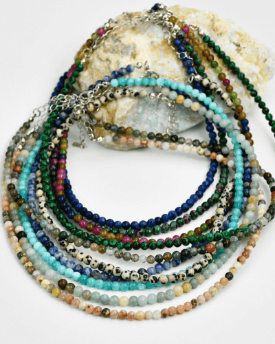 4MM Colored Beaded Tourmaline Necklace Wholesale