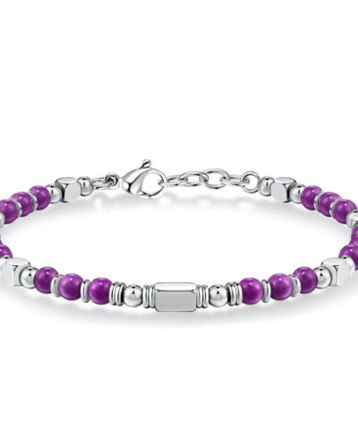4mm Stainless Steel Crystal Bracelet Wholesale Amethyst