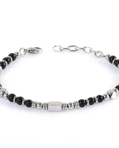 4mm Stainless Steel Crystal Bracelet Wholesale black obsidian