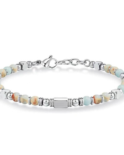 4mm Stainless Steel Crystal Bracelet Wholesale Blue shoushan stone