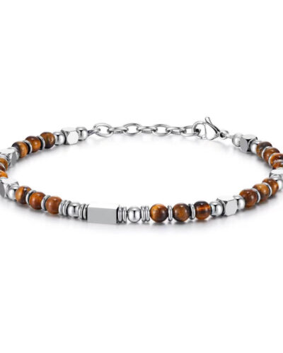 4mm Stainless Steel Crystal Bracelet Wholesale tiger eye