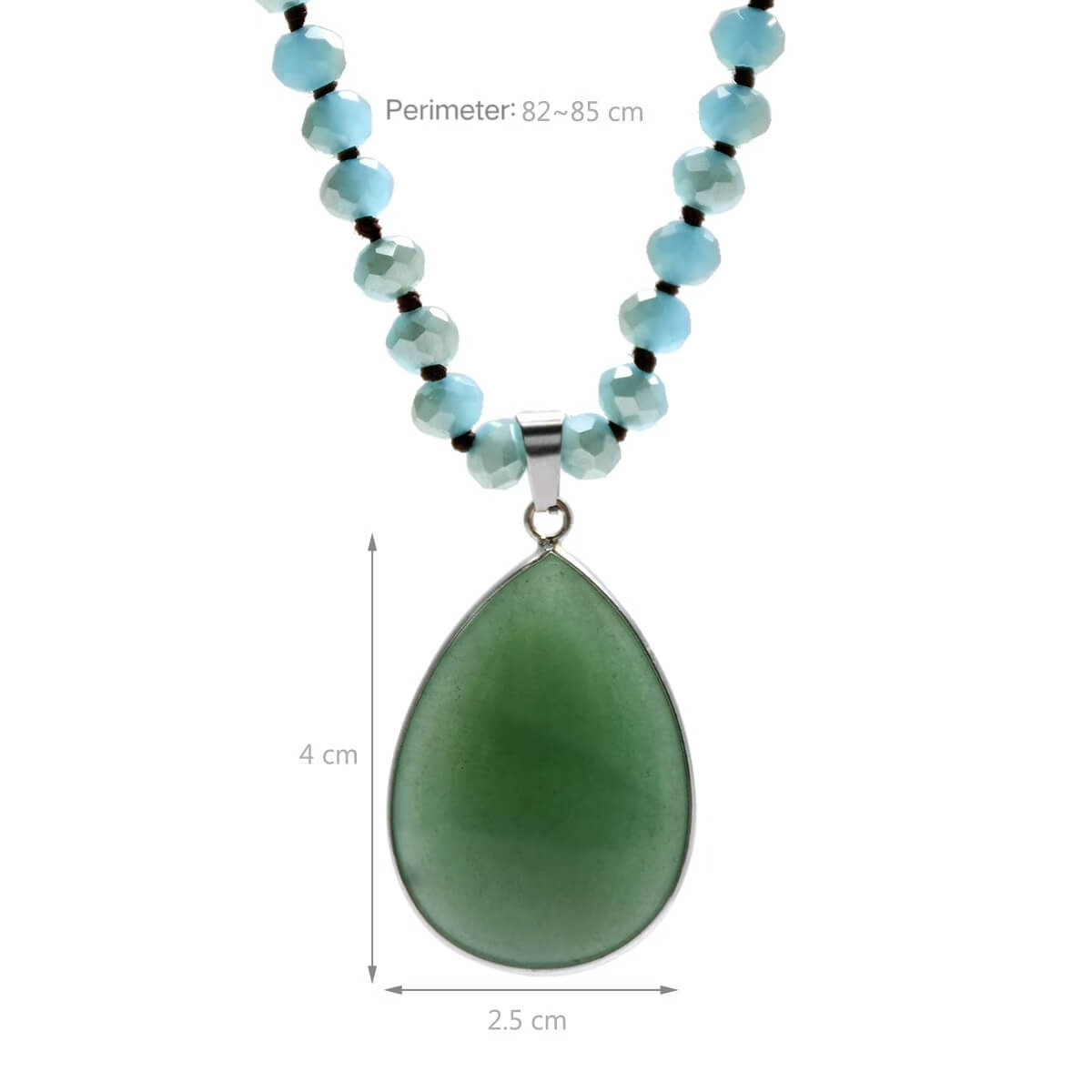 Multi-Faceted Beads Vintage Long Teardrop Pendant Necklace - Görüntü 9