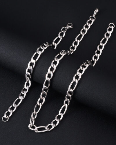Vue alternative de 5-9MM Thick Mens Figaro Chain Stainless Steel Wholesale