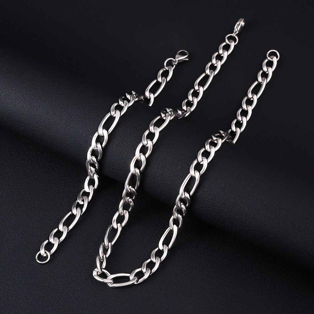 Alternative view of 5-9MM Thick Mens Figaro Chain Stainless Steel Wholesale