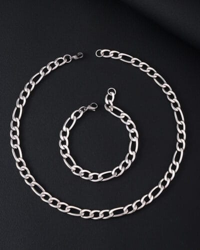5 9MM Thick Mens Figaro Chain Stainless Steel Wholesale 4