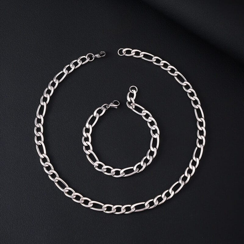 5 9MM Thick Mens Figaro Chain Stainless Steel Wholesale 4