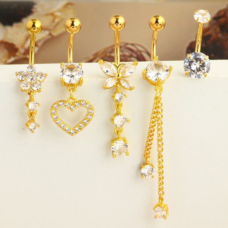 5ps Stainless Steel Dangle Belly Rings Set Wholesale