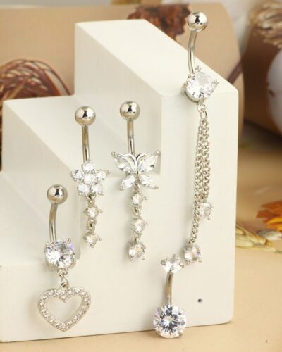 5ps Stainless Steel Dangle Belly Rings Set Wholesale